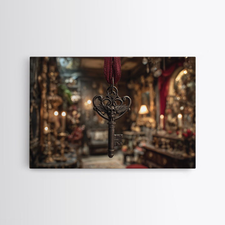 The Coffin Key, Landscape Wall Art, Gothic Horror Wall Art, Framed Canvas Print, Halloween Wall Decor, Gothic Home Decor