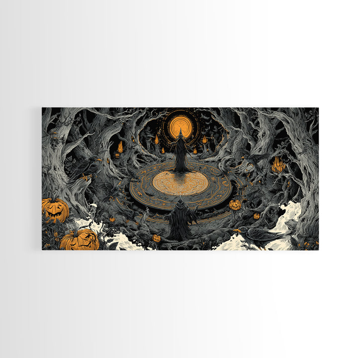 The Antique Spirit Board, Wide Panoramic Art, Dark Fantasy Wall Art, Canvas Print, Halloween Wall Decor, Gothic Home Decor, Macabre Wall Art