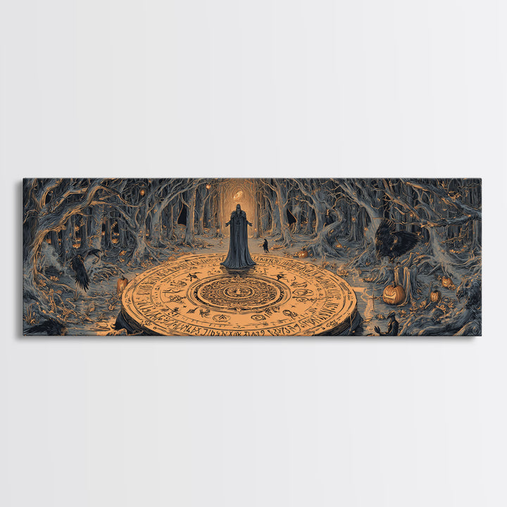 The Antique Spirit Board, Extra Wide Wall Art, Haunted Gothic Art, Framed Canvas Print, Halloween Wall Decor, Gothic Home Decor