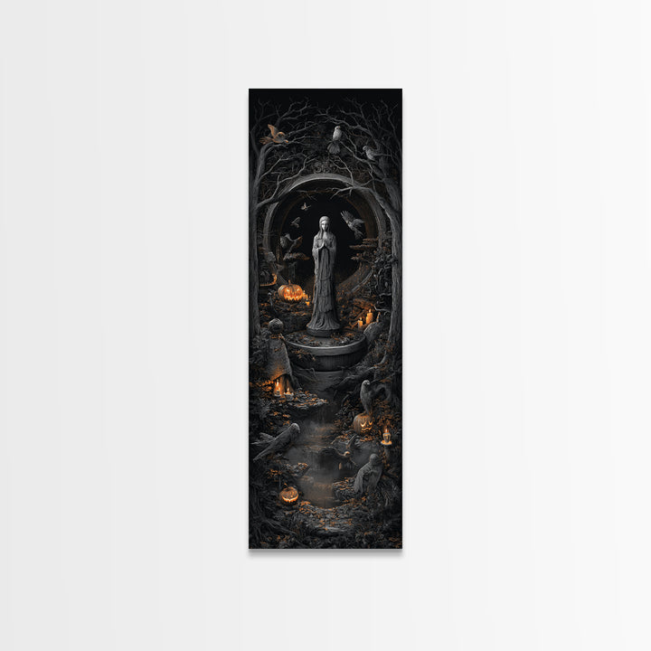 The Antique Spirit Board, Tall Narrow Wall Art, Gothic Horror Wall Art, Framed Canvas Print, Halloween Wall Decor, Gothic Home Decor