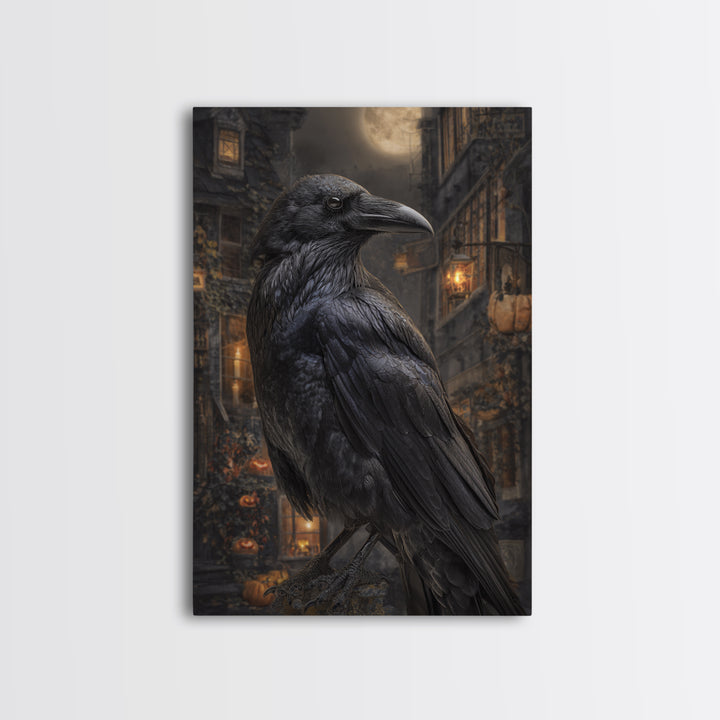 The Raven-Feather Quill, Vertical Wall Art, Dark Halloween Decor, Canvas Print, Halloween Wall Decor, Gothic Home Decor, Dark Fantasy Art