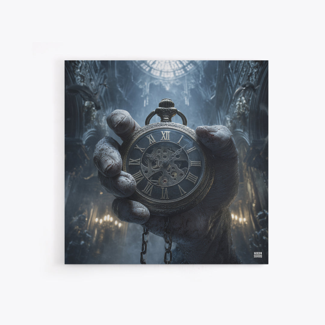 The Cursed Pocket Watch, Square Wall Art, Dark Halloween Decor, Canvas Print, Halloween Wall Decor, Gothic Home Decor