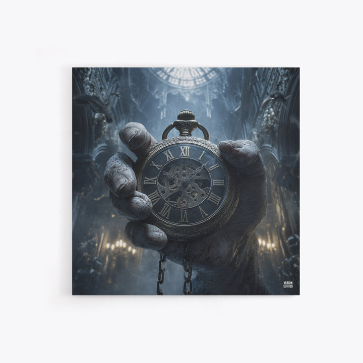 The Cursed Pocket Watch, Square Wall Art, Dark Halloween Decor, Canvas Print, Halloween Wall Decor, Gothic Home Decor