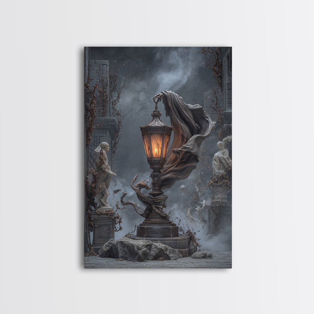 The Bone-Handled Lantern, Vertical Wall Art, Dark Halloween Decor, Canvas Print, Halloween Wall Decor, Gothic Home Decor, Spooky Wall Decor