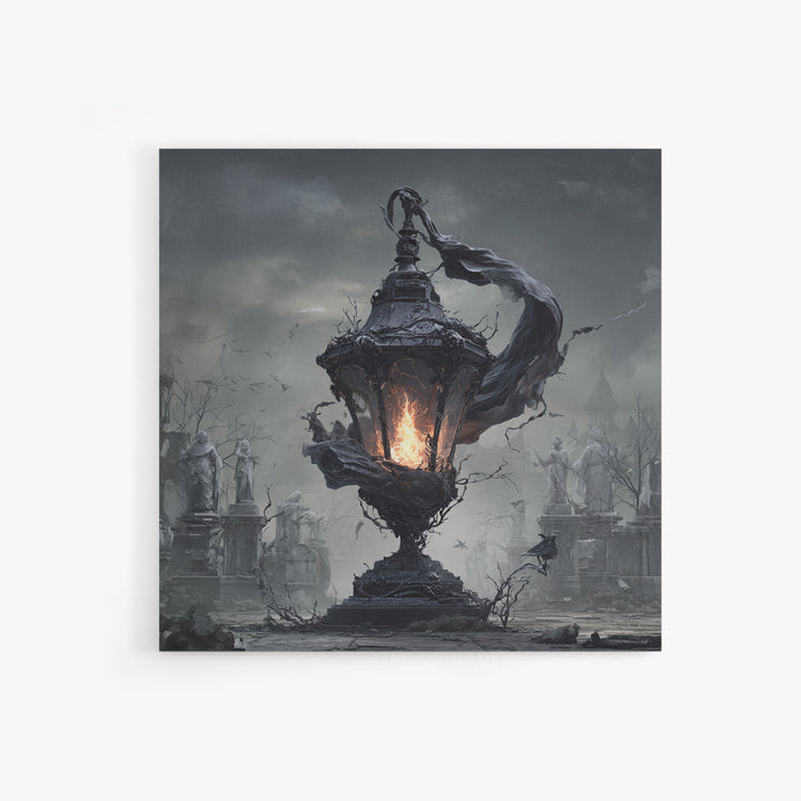 The Bone-Handled Lantern, Square Wall Art, Dark Fantasy Wall Art, Canvas Print, Halloween Wall Decor, Gothic Home Decor