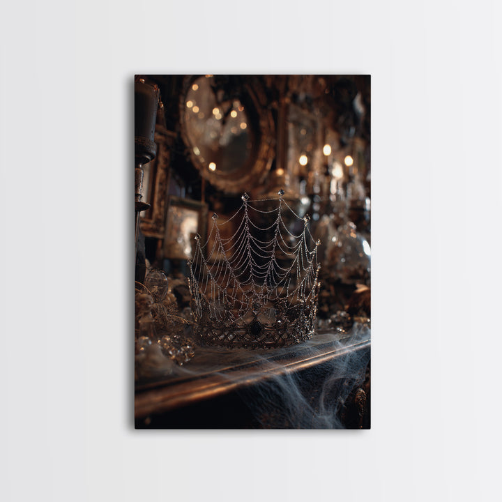 The Spiderweb Crown, Vertical Wall Art, Dark Halloween Decor, Canvas Print, Halloween Wall Decor, Gothic Home Decor, Collectible Wall Decor