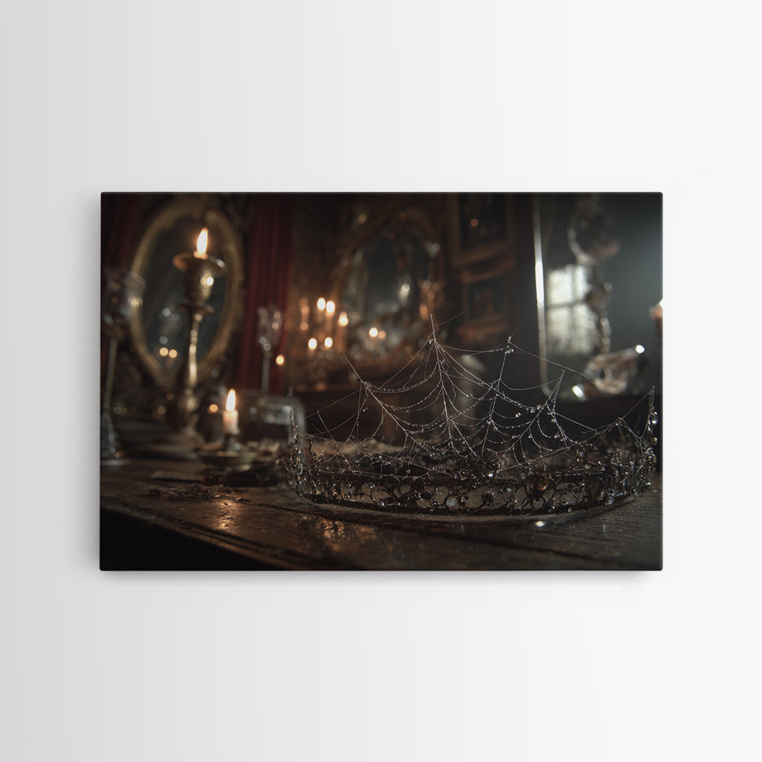 The Spiderweb Crown, Landscape Wall Art, Spooky Home Decor, Canvas Print, Halloween Wall Decor, Gothic Home Decor, Statement Wall Art