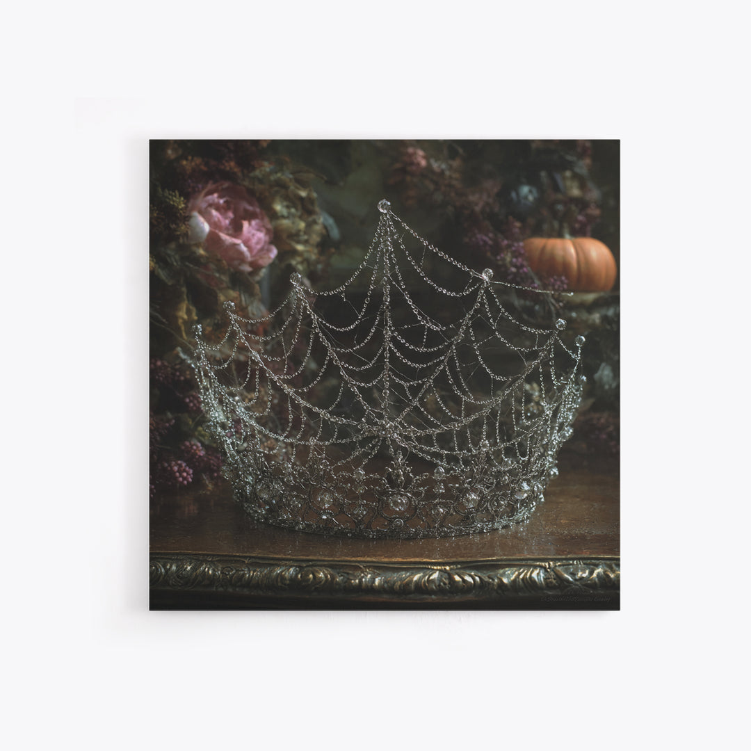 The Spiderweb Crown, Square Wall Art, Dark Halloween Decor, Canvas Print, Halloween Wall Decor, Gothic Home Decor, Spooky Wall Decor