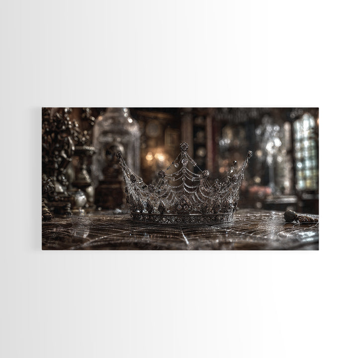 The Spiderweb Crown, Wide Panoramic Art, Spooky Home Decor, Canvas Print, Halloween Wall Decor, Gothic Home Decor, Collectible Wall Decor