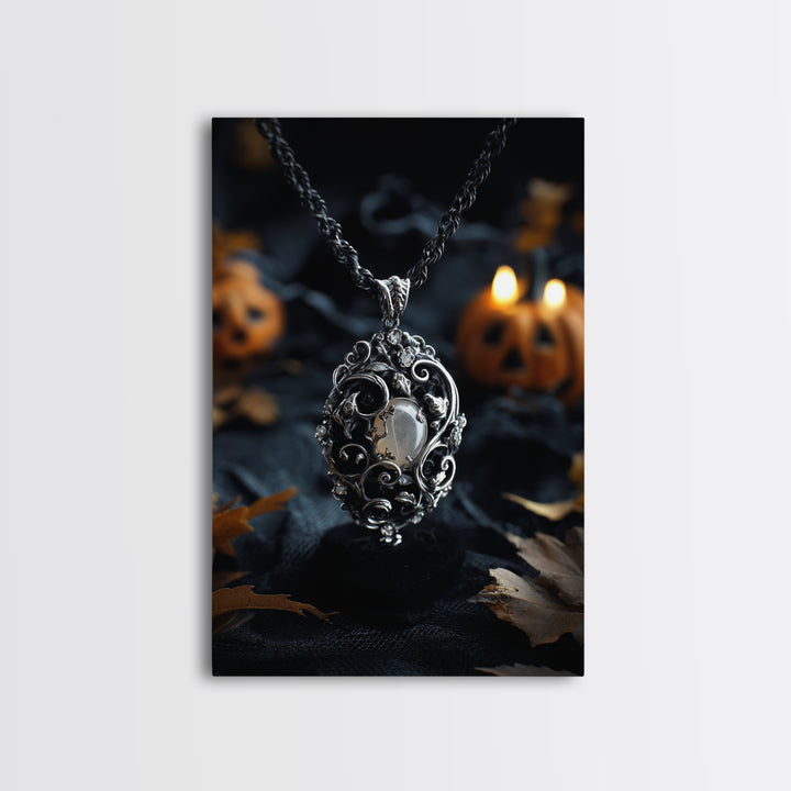 The Moonstone Amulet, Vertical Wall Art, Spooky Home Decor, Canvas Print, Halloween Wall Decor, Gothic Home Decor, Halloween Decor