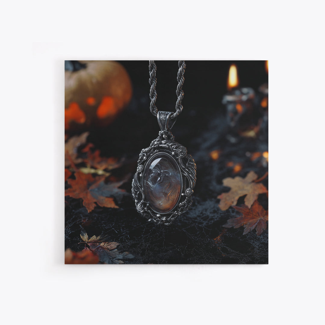 The Moonstone Amulet, Square Wall Art, Spooky Home Decor, Canvas Print, Halloween Wall Decor, Gothic Home Decor, Spooky Wall Decor