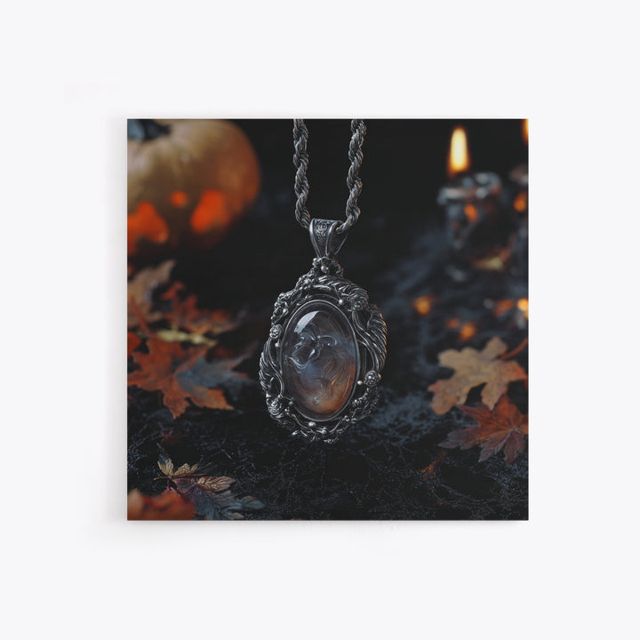 The Moonstone Amulet, Square Wall Art, Spooky Home Decor, Canvas Print, Halloween Wall Decor, Gothic Home Decor, Spooky Wall Decor