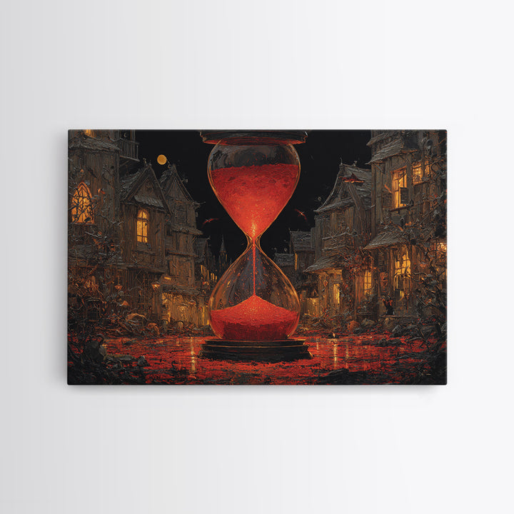 The Crimson Hourglass, Landscape Wall Art, Spooky Home Decor, Canvas Print, Halloween Wall Decor, Gothic Home Decor, Horror Wall Art