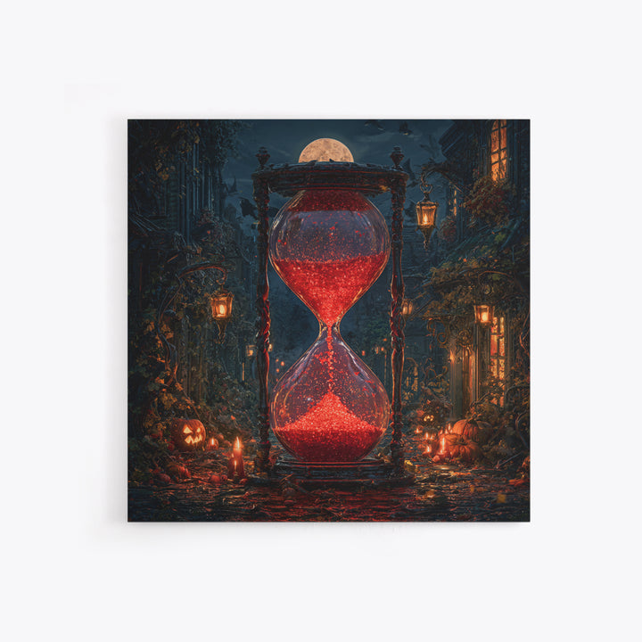 The Crimson Hourglass, Square Wall Art, Dark Halloween Decor, Canvas Print, Halloween Wall Decor, Gothic Home Decor, Horror Wall Art