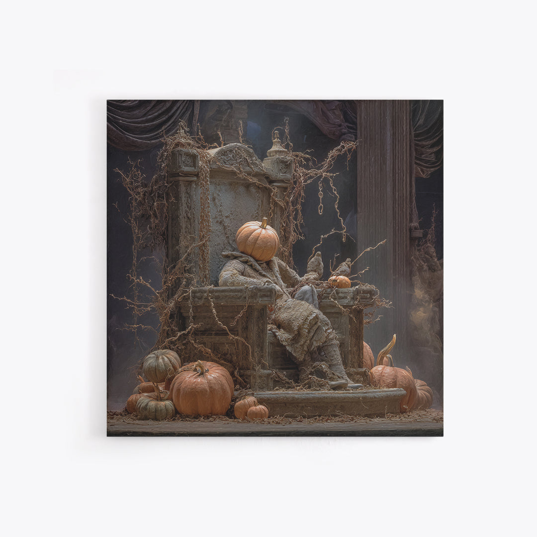 The Jack-O'-Lantern Throne, Square Wall Art, Dark Halloween Decor, Canvas Print, Halloween Wall Decor, Gothic Home Decor