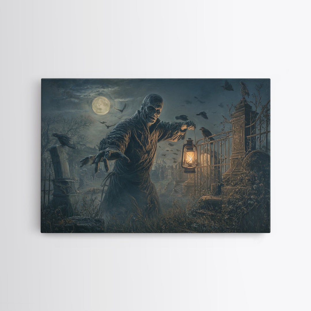 The Haunted Portrait, Landscape Wall Art, Dark Halloween Decor, Canvas Print, Halloween Wall Decor, Gothic Home Decor