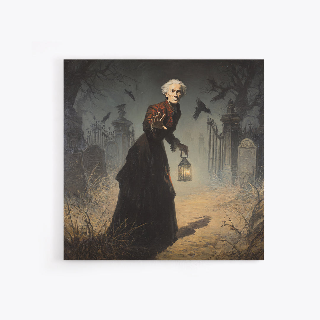 The Haunted Portrait, Square Wall Art, Spooky Home Decor, Canvas Print, Halloween Wall Decor, Gothic Home Decor, Spooky Wall Decor