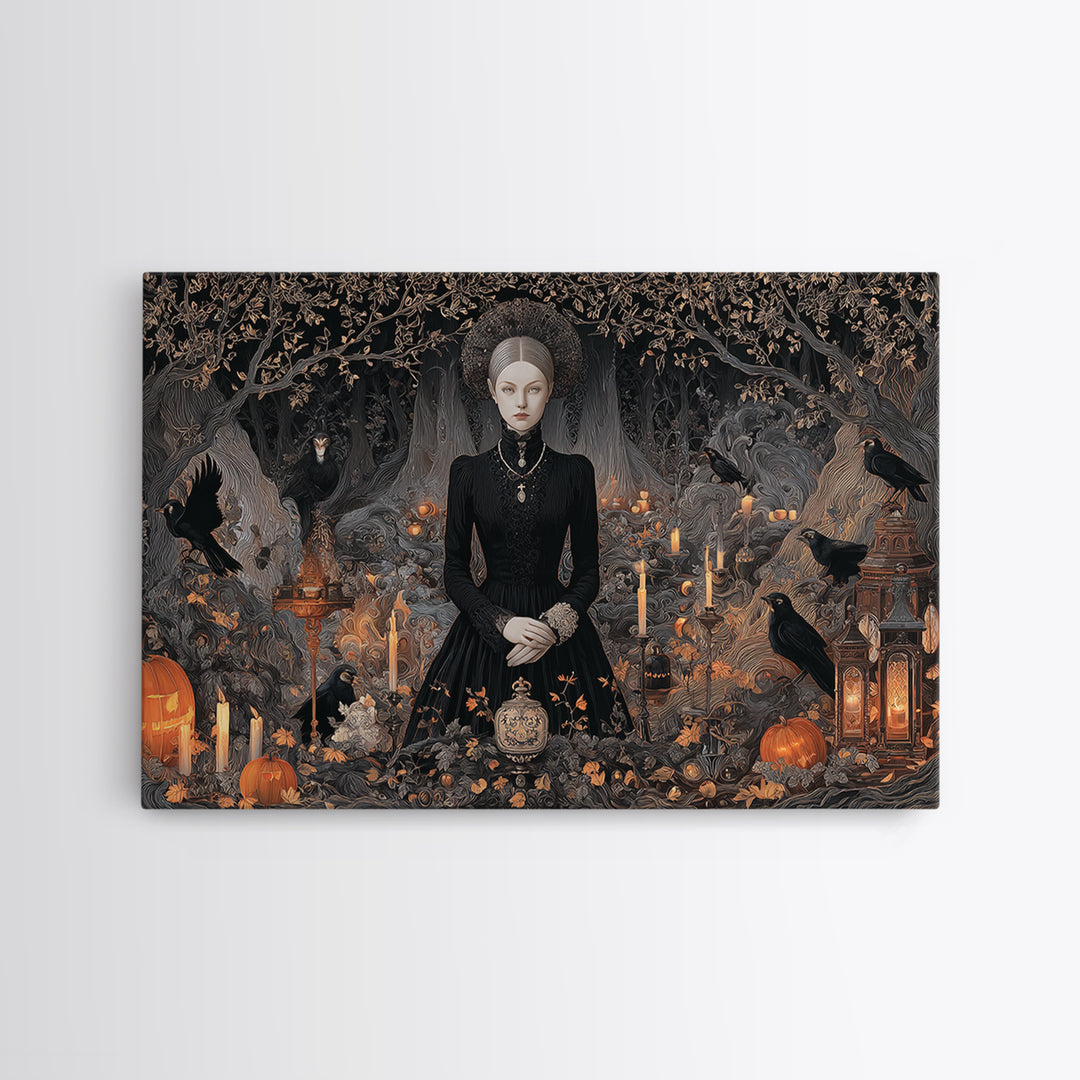 Victorian Mourning Halloween, Landscape Wall Art, Dark Halloween Decor, Canvas Print, Halloween Wall Decor, Gothic Home Decor