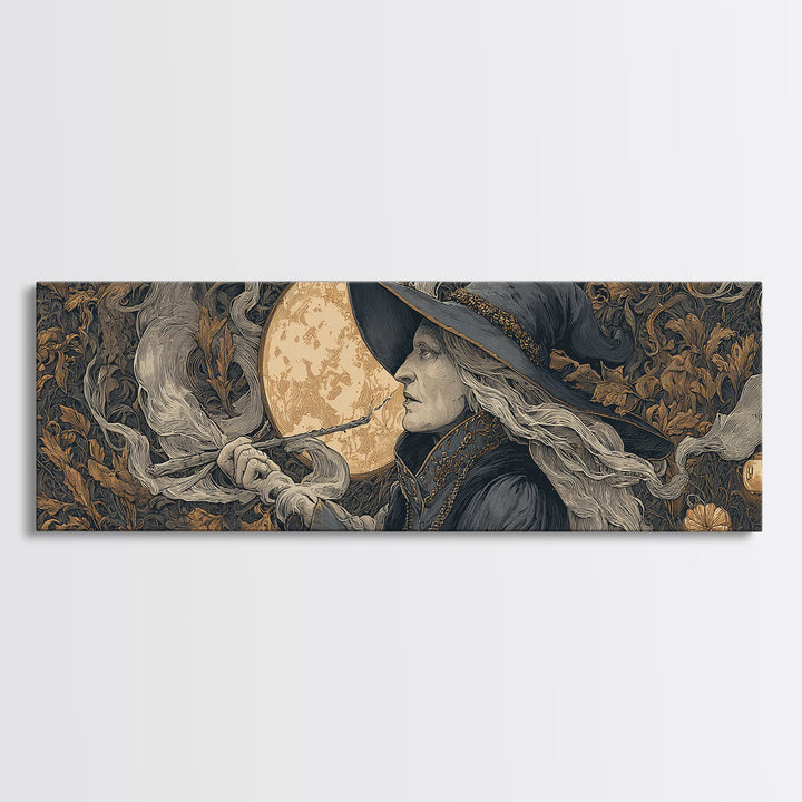 Art Nouveau Witchcraft, Extra Wide Wall Art, Spooky Home Decor, Canvas Print, Halloween Wall Decor, Gothic Home Decor, Seasonal Home Decor