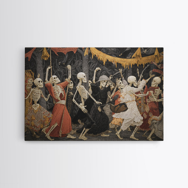 Medieval Danse Macabre, Landscape Wall Art, Dark Halloween Decor, Canvas Print, Halloween Wall Decor, Gothic Home Decor