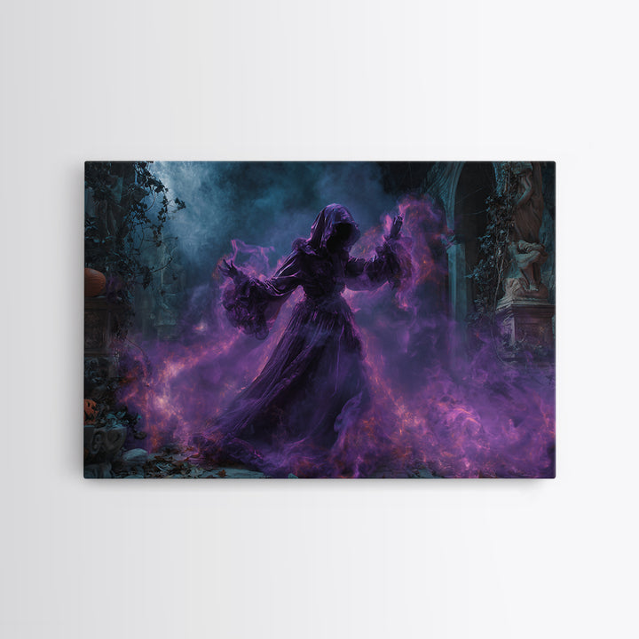 1980s Neon Horror, Landscape Wall Art, Dark Fantasy Wall Art, Canvas Print, Halloween Wall Decor, Gothic Home Decor, Macabre Wall Art