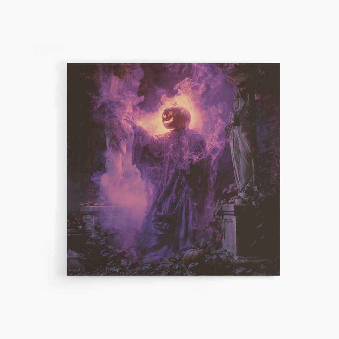 1980s Neon Horror, Square Wall Art, Dark Fantasy Wall Art, Canvas Print, Halloween Wall Decor, Gothic Home Decor, Collectible Wall Decor