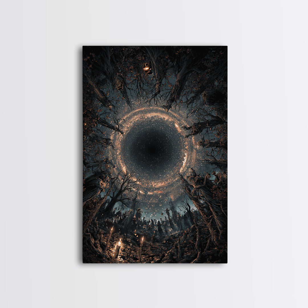 Celestial Witchcraft, Vertical Wall Art, Haunted Gothic Art, Framed Canvas Print, Halloween Wall Decor, Gothic Home Decor, Horror Wall Art