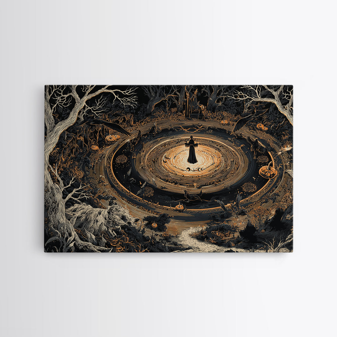 Celestial Witchcraft, Landscape Wall Art, Macabre Wall Art, Framed Canvas Print, Halloween Wall Decor, Gothic Home Decor, Halloween Decor