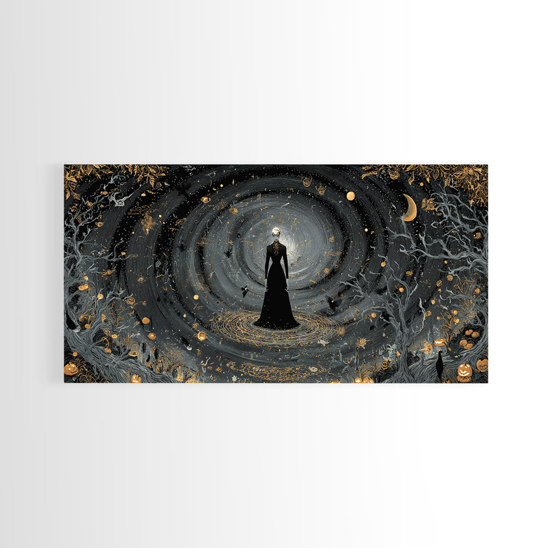 Celestial Witchcraft, Wide Panoramic Art, Dark Halloween Decor, Canvas Print, Halloween Wall Decor, Gothic Home Decor, Halloween Wall Art