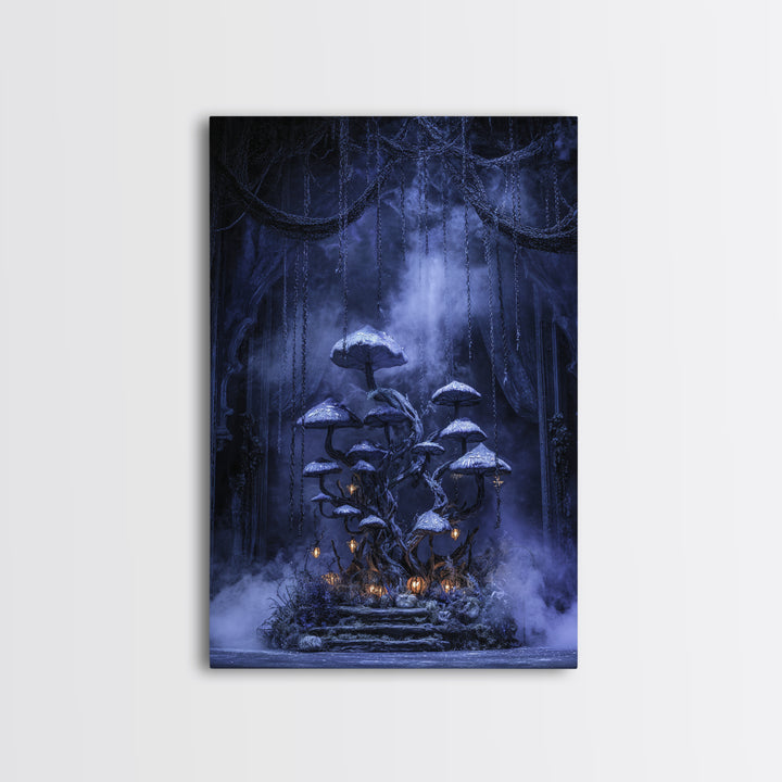 Enchanted Woodland Halloween, Vertical Wall Art, Dark Fantasy Wall Art, Canvas Print, Halloween Wall Decor, Gothic Home Decor
