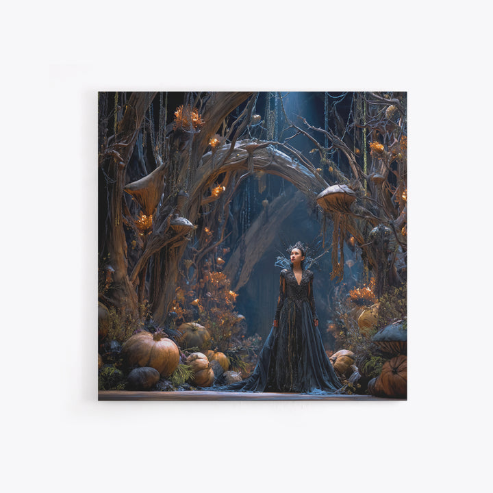 Enchanted Woodland Halloween, Square Wall Art, Dark Halloween Decor, Canvas Print, Halloween Wall Decor, Gothic Home Decor