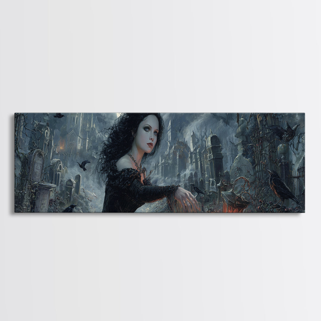 Gothic Romance, Extra Wide Wall Art, Dark Halloween Decor, Canvas Print, Halloween Wall Decor, Gothic Home Decor, Collectible Wall Decor