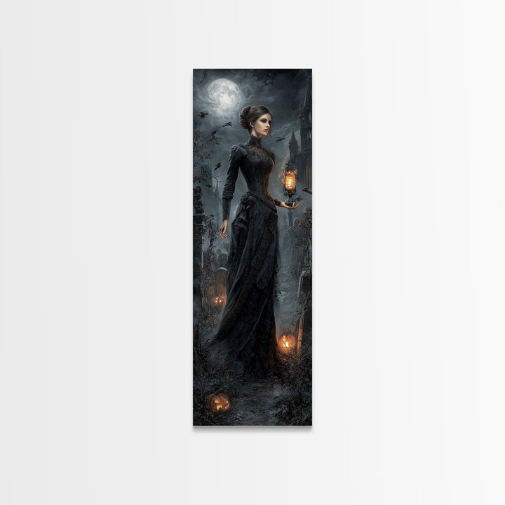 Gothic Romance, Tall Narrow Wall Art, Dark Fantasy Wall Art, Canvas Print, Halloween Wall Decor, Gothic Home Decor, Spooky Wall Decor