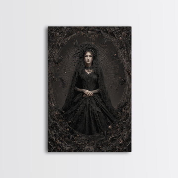 Black Lace And Cobwebs, Vertical Wall Art, Spooky Home Decor, Canvas Print, Halloween Wall Decor, Gothic Home Decor, Halloween Decor