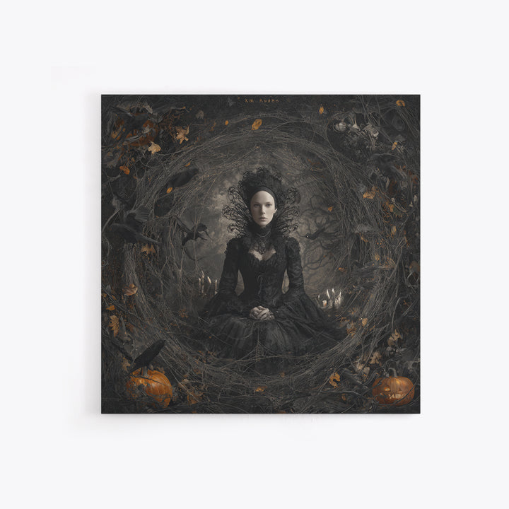 Black Lace And Cobwebs, Square Wall Art, Gothic Horror Wall Art, Framed Canvas Print, Halloween Wall Decor, Gothic Home Decor