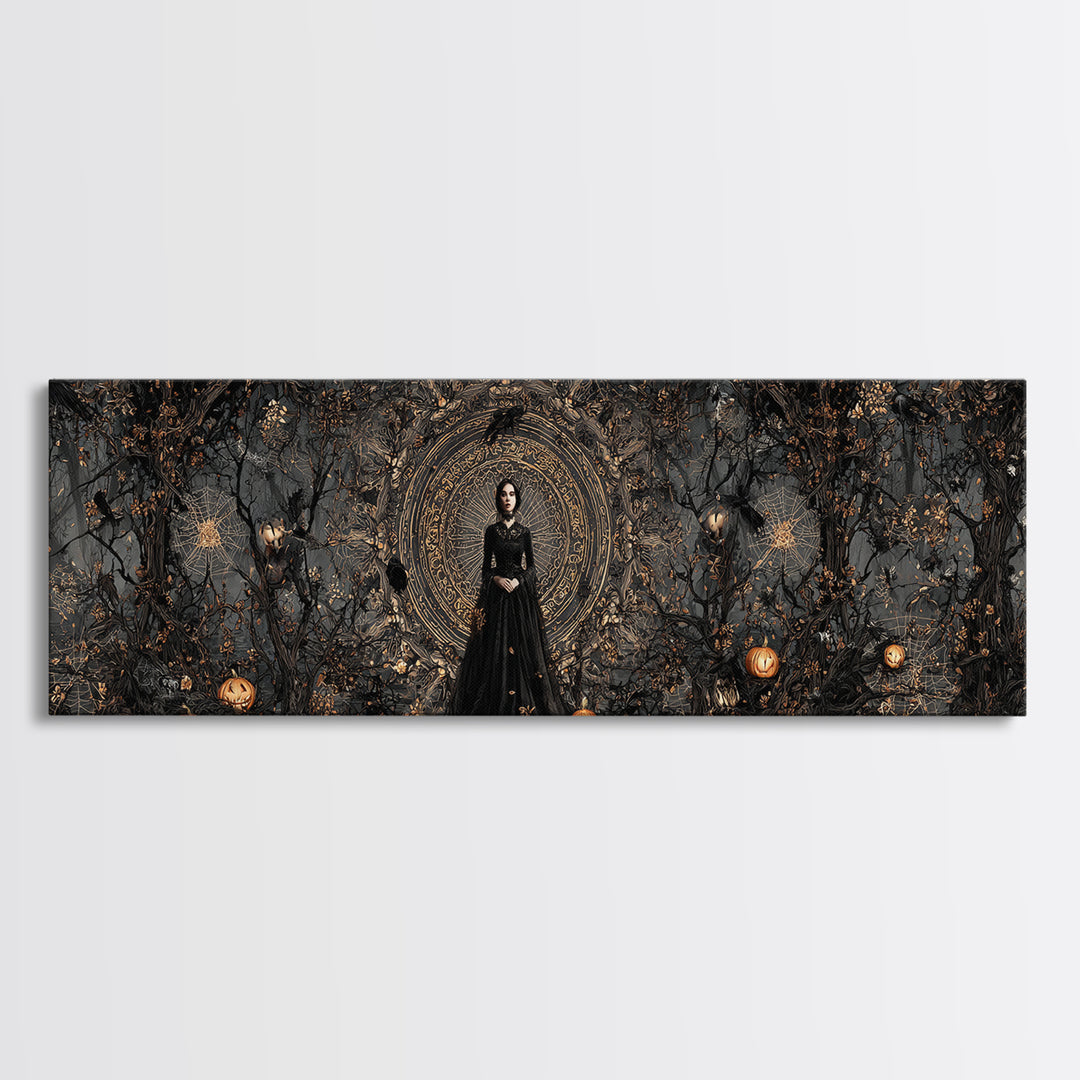 Black Lace And Cobwebs, Extra Wide Wall Art, Spooky Home Decor, Canvas Print, Halloween Wall Decor, Gothic Home Decor, Seasonal Home Decor