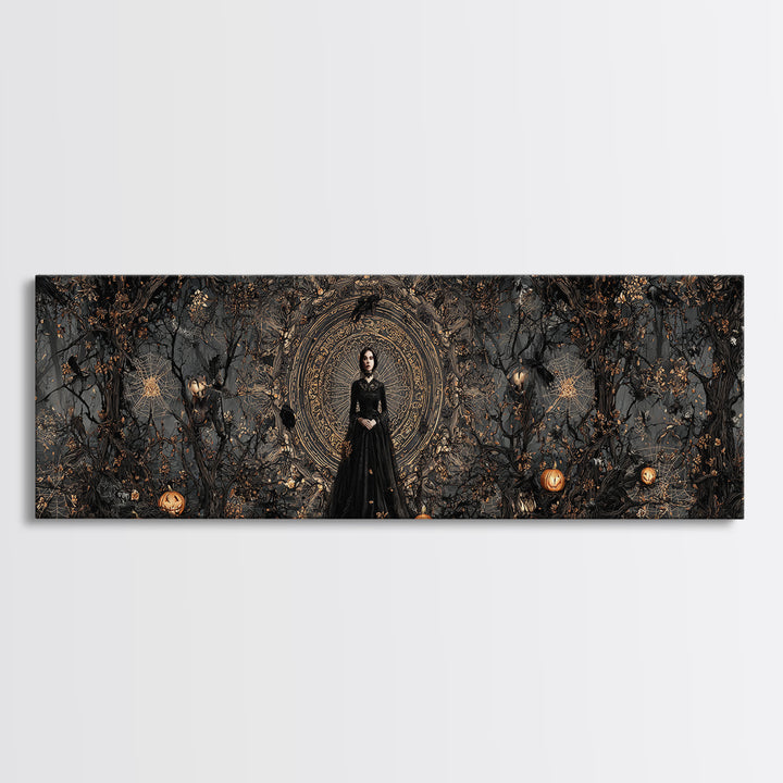 Black Lace And Cobwebs, Extra Wide Wall Art, Spooky Home Decor, Canvas Print, Halloween Wall Decor, Gothic Home Decor, Seasonal Home Decor