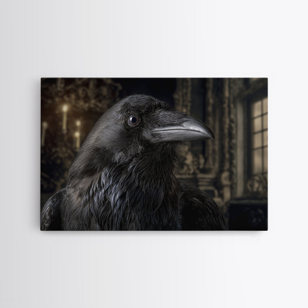 Ravens And Ruins, Landscape Wall Art, Gothic Horror Wall Art, Framed Canvas Print, Halloween Wall Decor, Gothic Home Decor