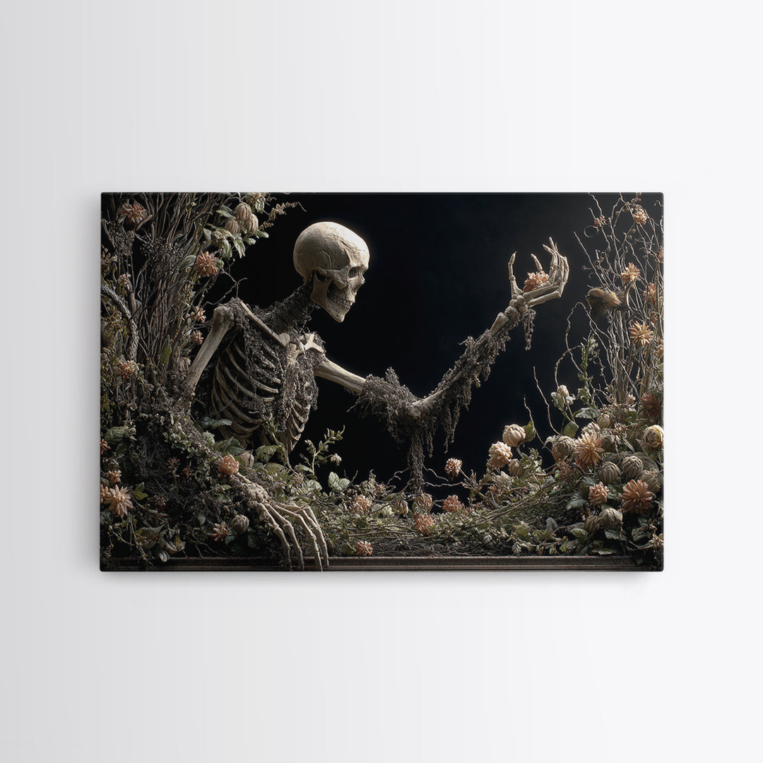 Skeletal Botanicals, Landscape Wall Art, Dark Fantasy Wall Art, Canvas Print, Halloween Wall Decor, Gothic Home Decor, Spooky Wall Decor