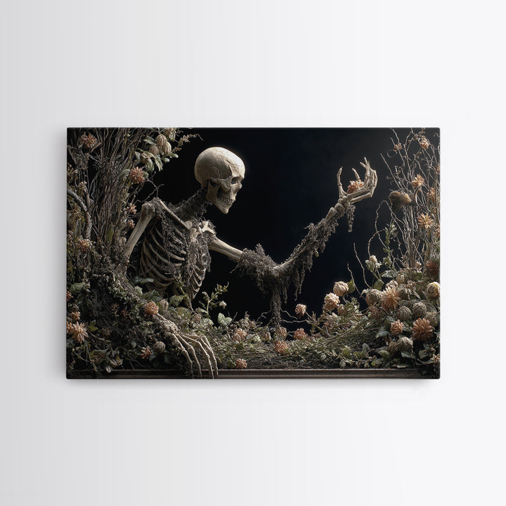 Skeletal Botanicals, Landscape Wall Art, Dark Fantasy Wall Art, Canvas Print, Halloween Wall Decor, Gothic Home Decor, Spooky Wall Decor