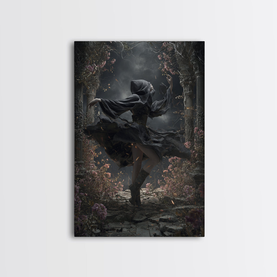 The Poison Garden, Vertical Wall Art, Haunted Gothic Art, Framed Canvas Print, Halloween Wall Decor, Gothic Home Decor, Halloween Wall Art