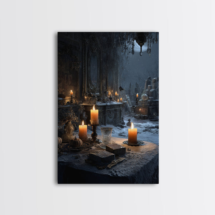 Frozen Halloween, Vertical Wall Art, Gothic Horror Wall Art, Framed Canvas Print, Halloween Wall Decor, Gothic Home Decor, Macabre Wall Art