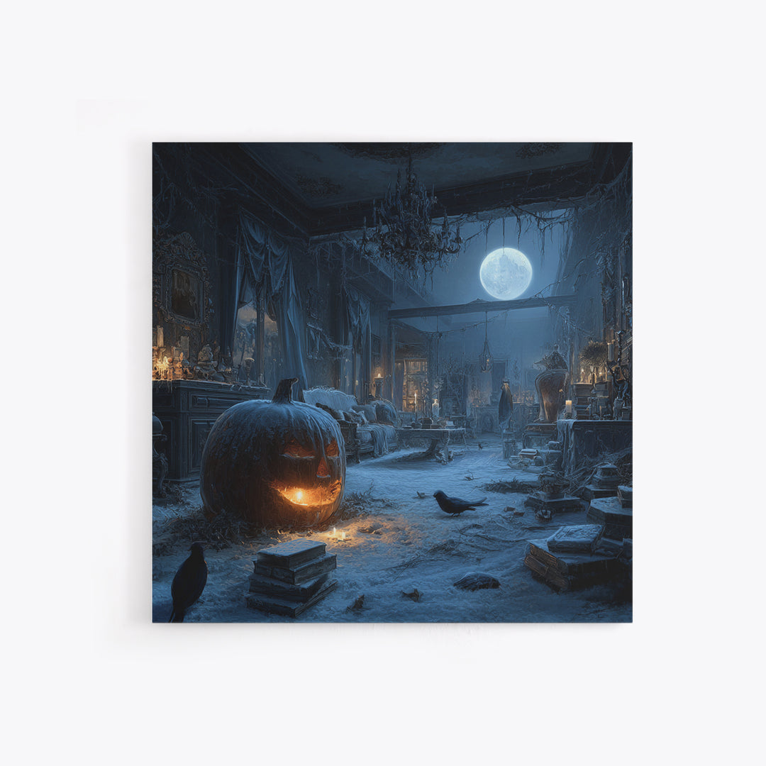 Frozen Halloween, Square Wall Art, Haunted Gothic Art, Framed Canvas Print, Halloween Wall Decor, Gothic Home Decor, Seasonal Home Decor