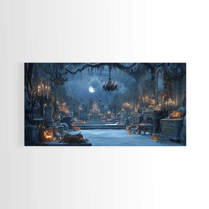 Frozen Halloween, Wide Panoramic Art, Spooky Home Decor, Canvas Print, Halloween Wall Decor, Gothic Home Decor, Macabre Wall Art