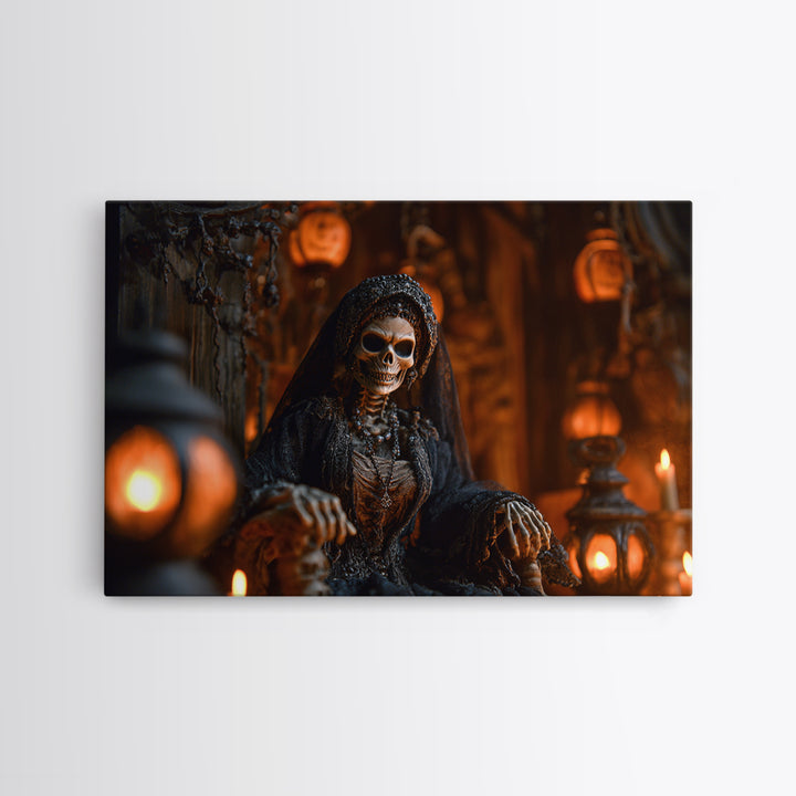 The Necromancer Queen, Landscape Wall Art, Haunted Gothic Art, Framed Canvas Print, Halloween Wall Decor, Gothic Home Decor, Halloween Decor
