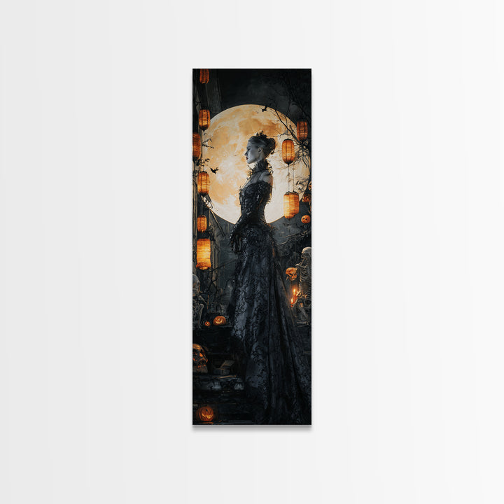 The Necromancer Queen, Tall Narrow Wall Art, Spooky Home Decor, Canvas Print, Halloween Wall Decor, Gothic Home Decor, Seasonal Home Decor