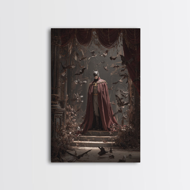 The Bat Prince, Vertical Wall Art, Dark Halloween Decor, Canvas Print, Halloween Wall Decor, Gothic Home Decor, Spooky Wall Decor