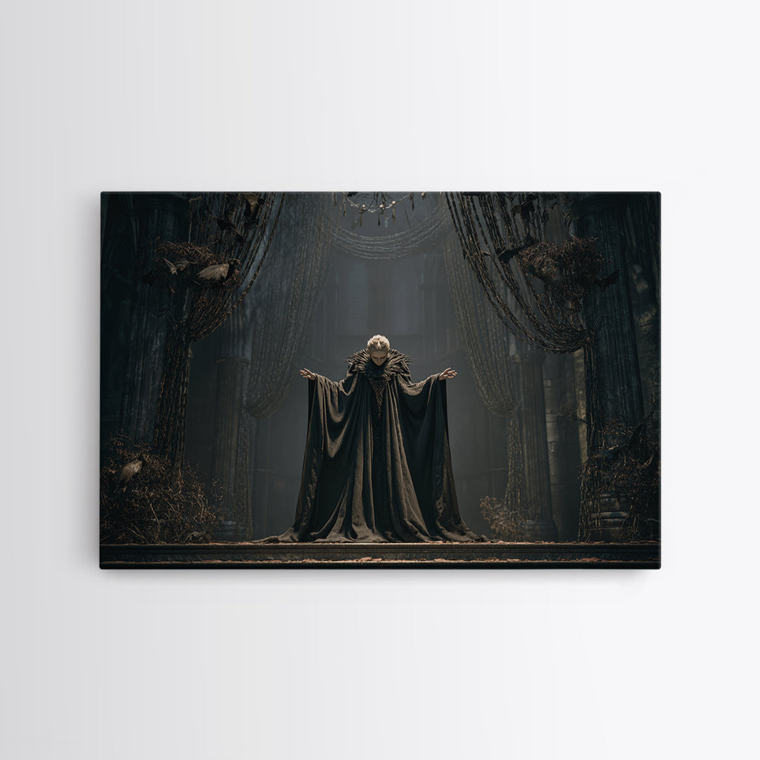 The Bat Prince, Landscape Wall Art, Gothic Horror Wall Art, Framed Canvas Print, Halloween Wall Decor, Gothic Home Decor, Halloween Decor