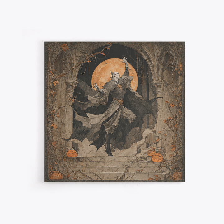 The Bat Prince, Square Wall Art, Macabre Wall Art, Framed Canvas Print, Halloween Wall Decor, Gothic Home Decor, Statement Wall Art