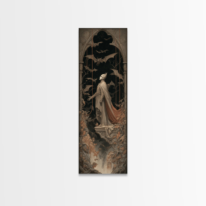 The Bat Prince, Tall Narrow Wall Art, Dark Halloween Decor, Canvas Print, Halloween Wall Decor, Gothic Home Decor, Collectible Wall Decor